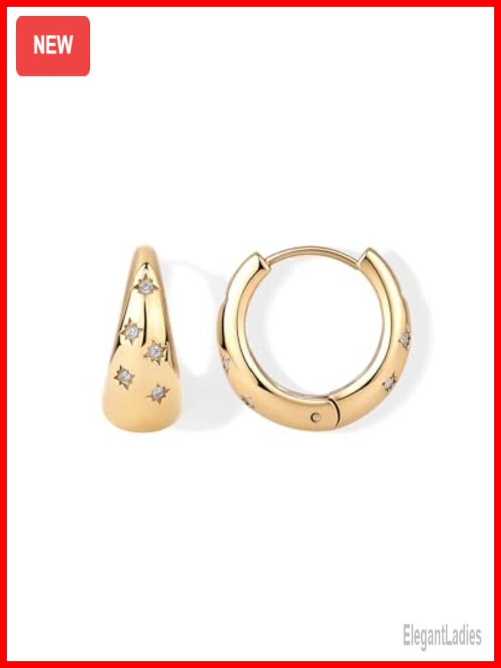 Waterproof 14K Gold Plated CZ Small Hoop Earrings for Women